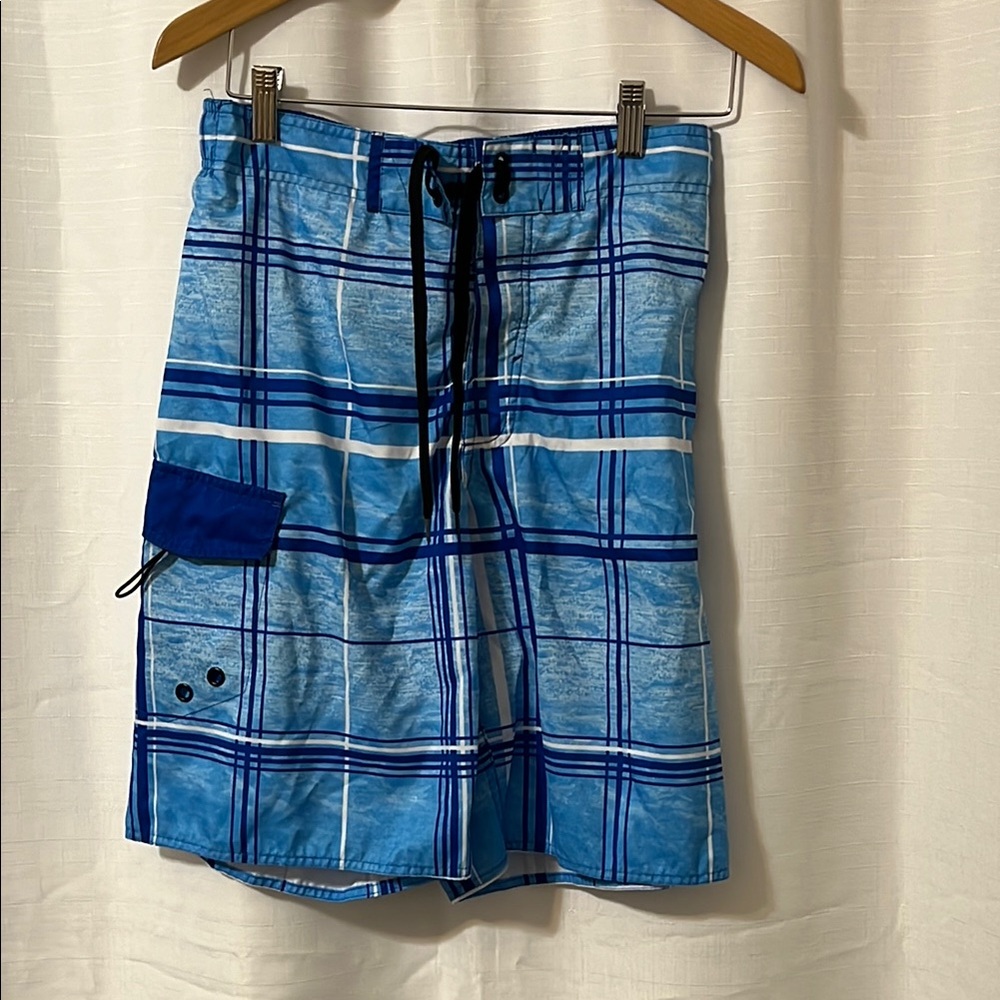 Blue Plaid Men's Swim Shorts